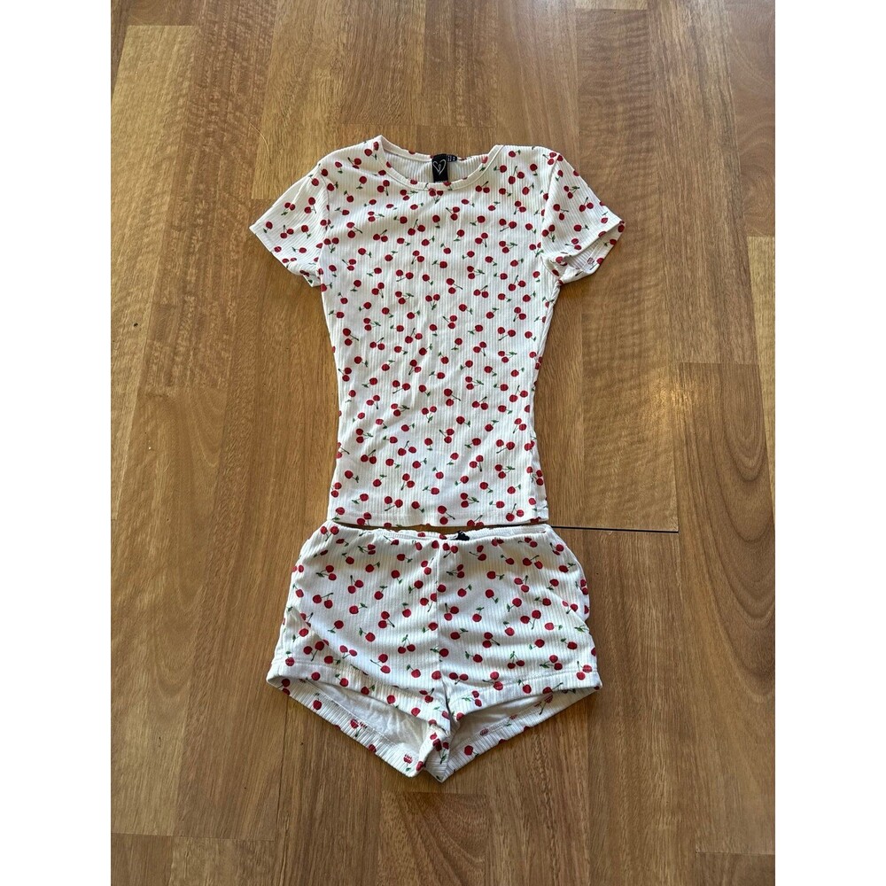 WINDSOR skims dupe Cherries ribbed lounge set pajamas